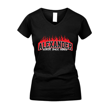 Never Back Down Your Name With Fire Shirt ALEXANDER M1-37