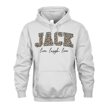 Live Laugh Love Custom Name With Leopard Pattern Shirt JACK M1-13