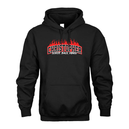 Never Back Down Your Name With Fire Shirt CHRISTOPHER M1-37