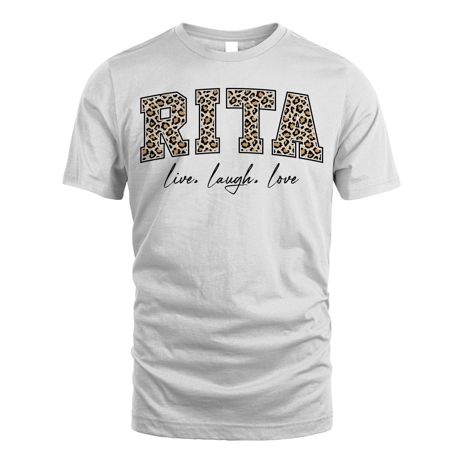 Live Laugh Love Custom Name With Leopard Pattern Shirt RITA M1-13