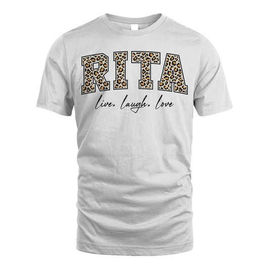 Live Laugh Love Custom Name With Leopard Pattern Shirt RITA M1-13