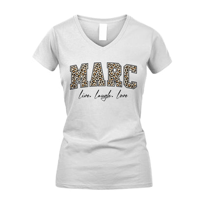 Live Laugh Love Custom Name With Leopard Pattern Shirt MARC M1-13