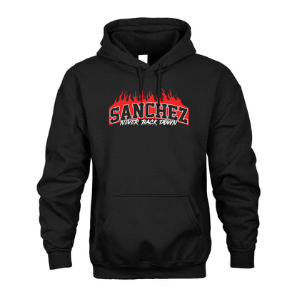 Never Back Down Your Name With Fire Shirt SANCHEZ M1-37