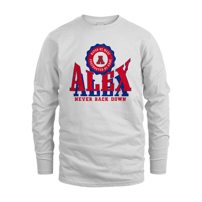 Your Name Never Back Down Shirt ALEX M1-33