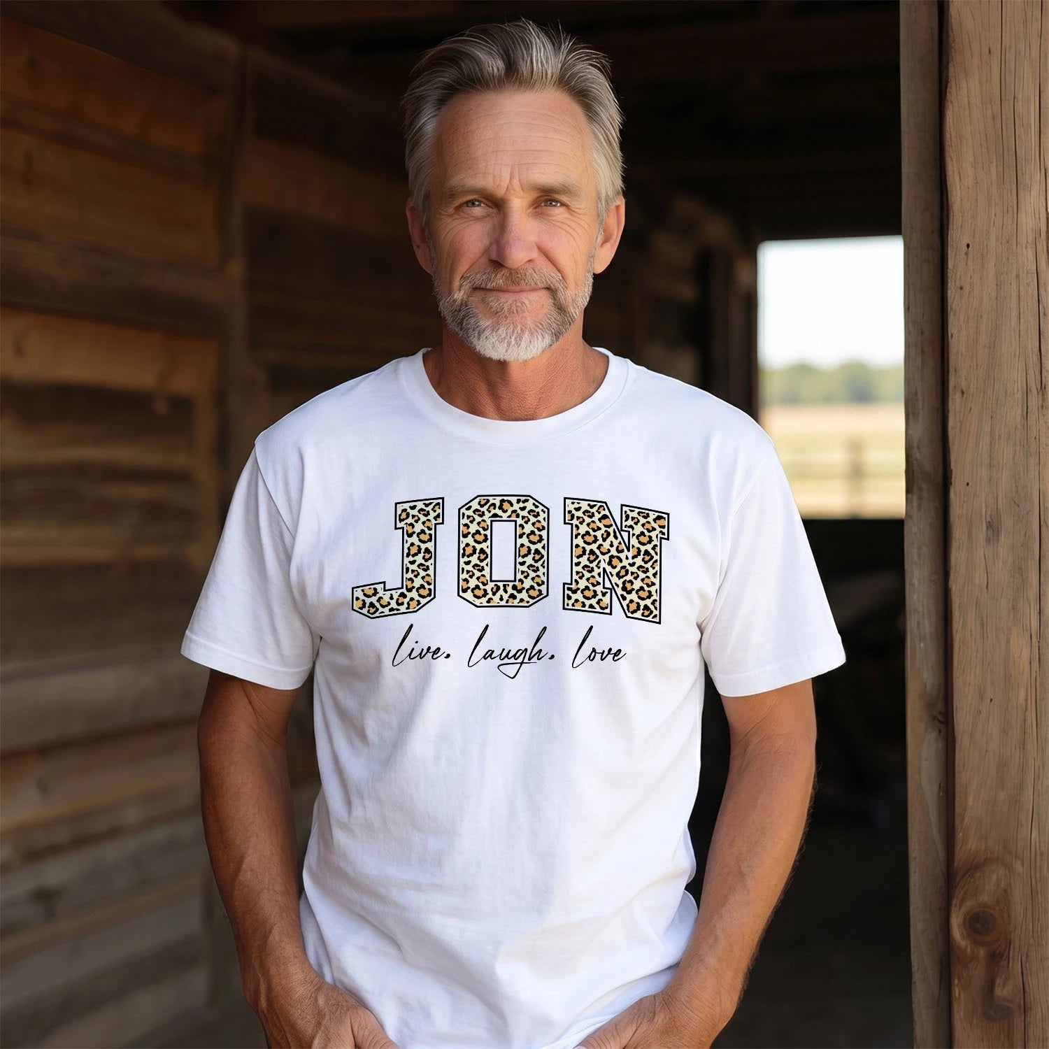 Live Laugh Love Custom Name With Leopard Pattern Shirt JON M1-13