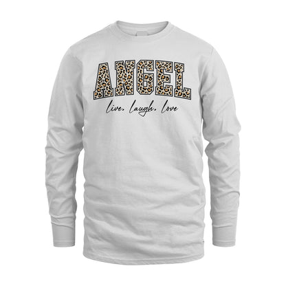 Live Laugh Love Custom Name With Leopard Pattern Shirt ANGEL M1-13