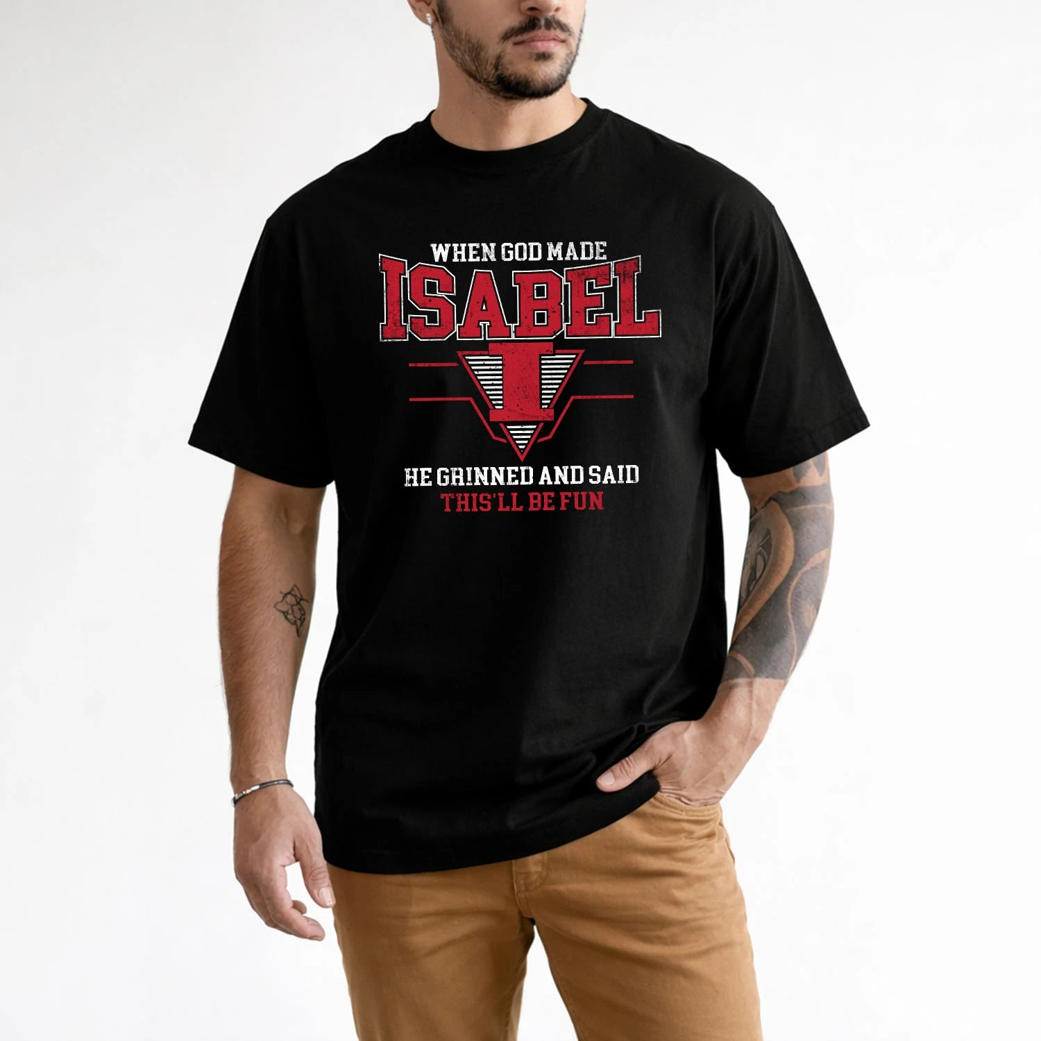 When God Made Your Name He Grinned And Said This'll Be Fun Baseball Shirt ISABEL M1-29