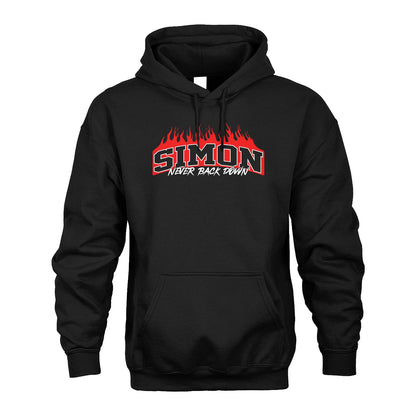 Never Back Down Your Name With Fire Shirt SIMON M1-37