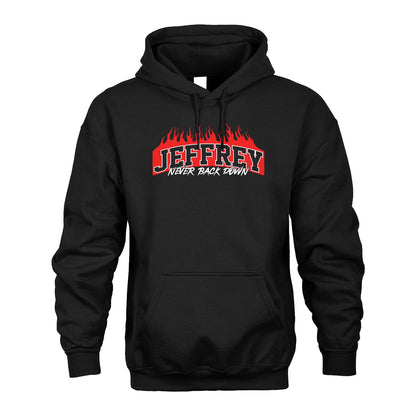 Never Back Down Your Name With Fire Shirt JEFFREY M1-37