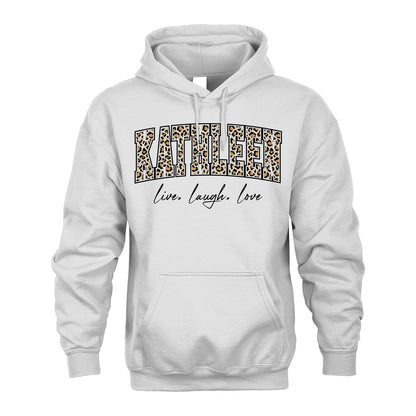 Live Laugh Love Custom Name With Leopard Pattern Shirt KATHLEEN M1-13