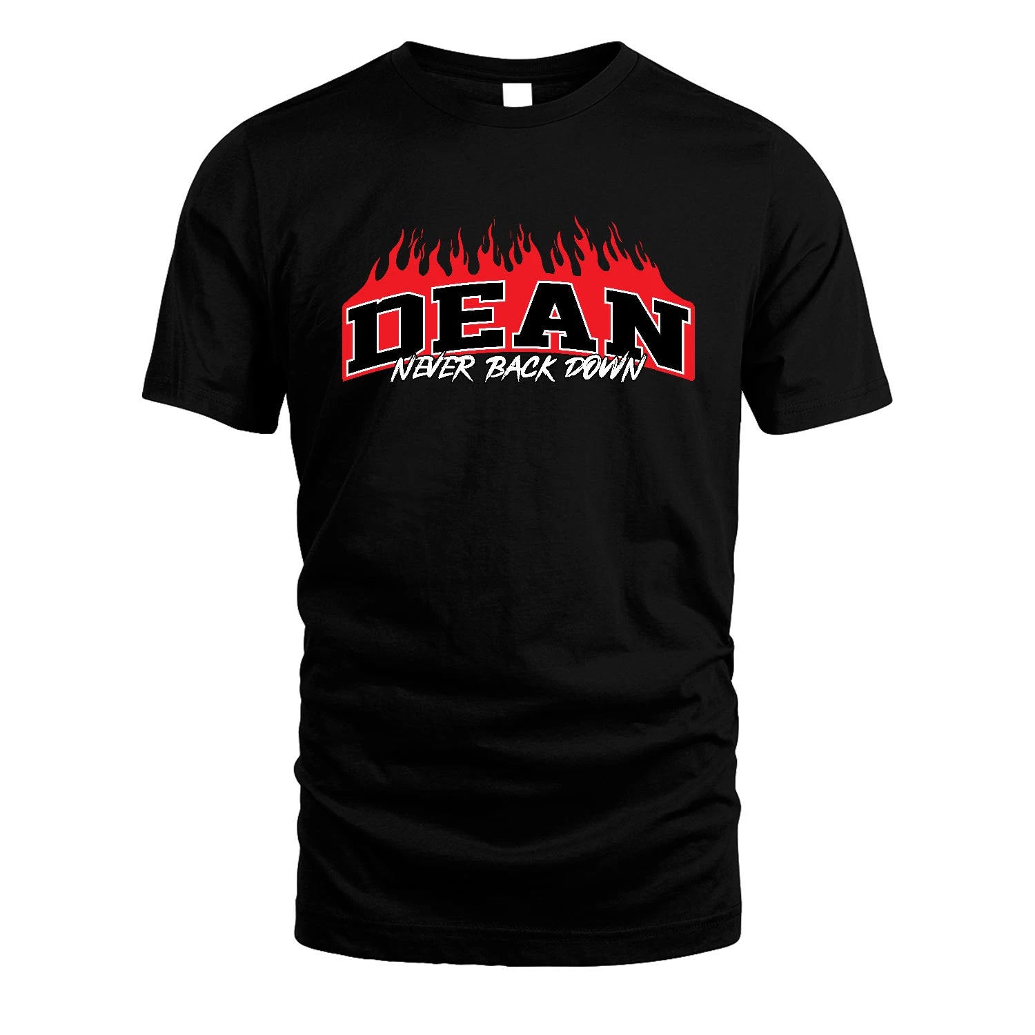 Never Back Down Your Name With Fire Shirt DEAN M1-37