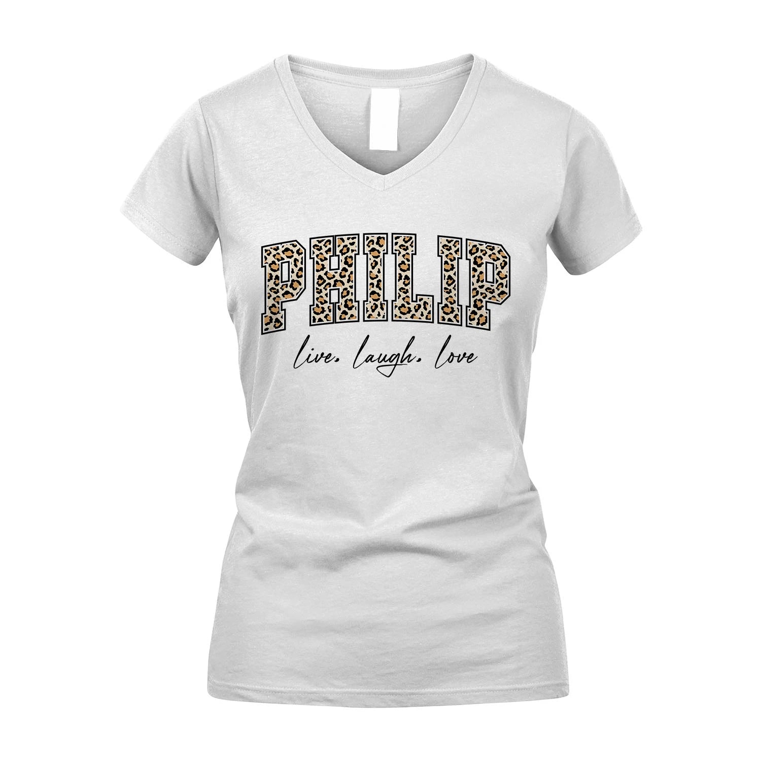 Live Laugh Love Custom Name With Leopard Pattern Shirt PHILIP M1-13