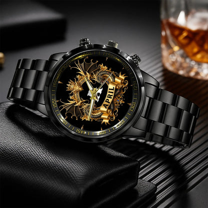 Personalized Name Golden Dragon Watch APRIL M1-W6