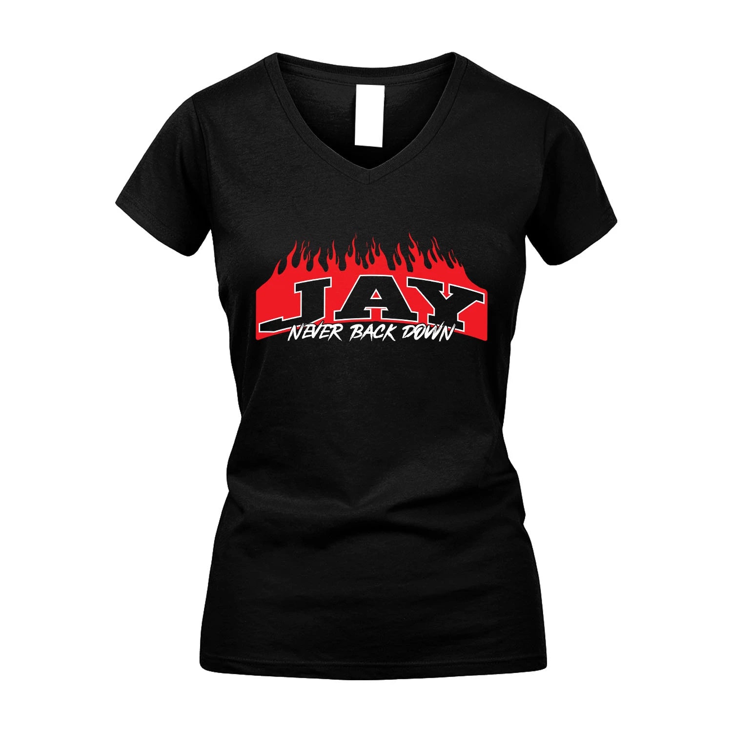 Never Back Down Your Name With Fire Shirt JAY M1-37