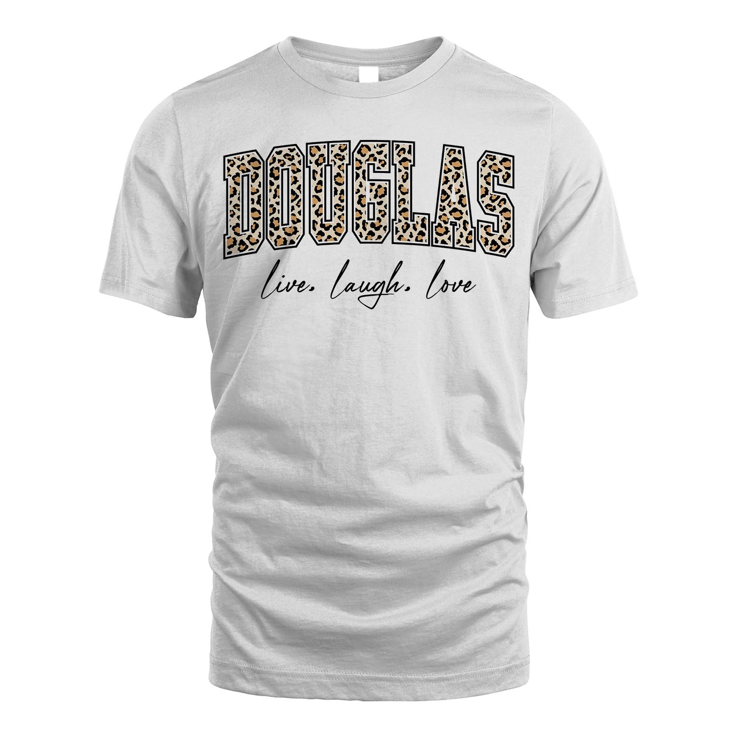 Live Laugh Love Custom Name With Leopard Pattern Shirt DOUGLAS M1-13