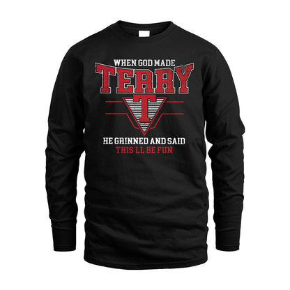 When God Made Your Name He Grinned And Said This'll Be Fun Baseball Shirt TERRY M1-29