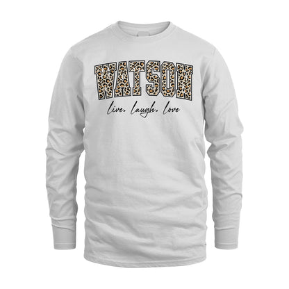 Live Laugh Love Custom Name With Leopard Pattern Shirt WATSON M1-13