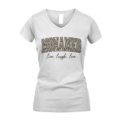 Live Laugh Love Custom Name With Leopard Pattern Shirt MOHAMED M1-13