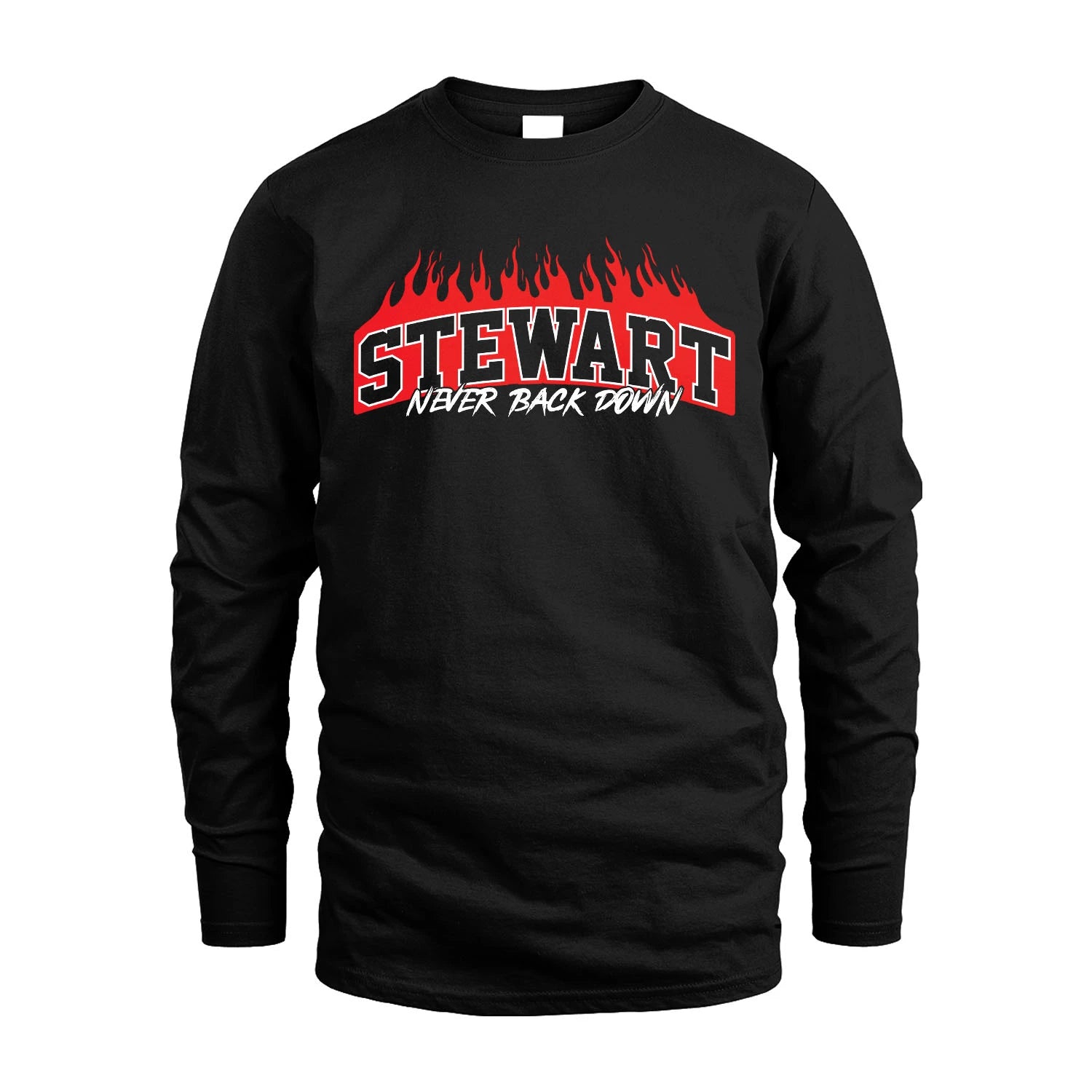 Never Back Down Your Name With Fire Shirt STEWART M1-37