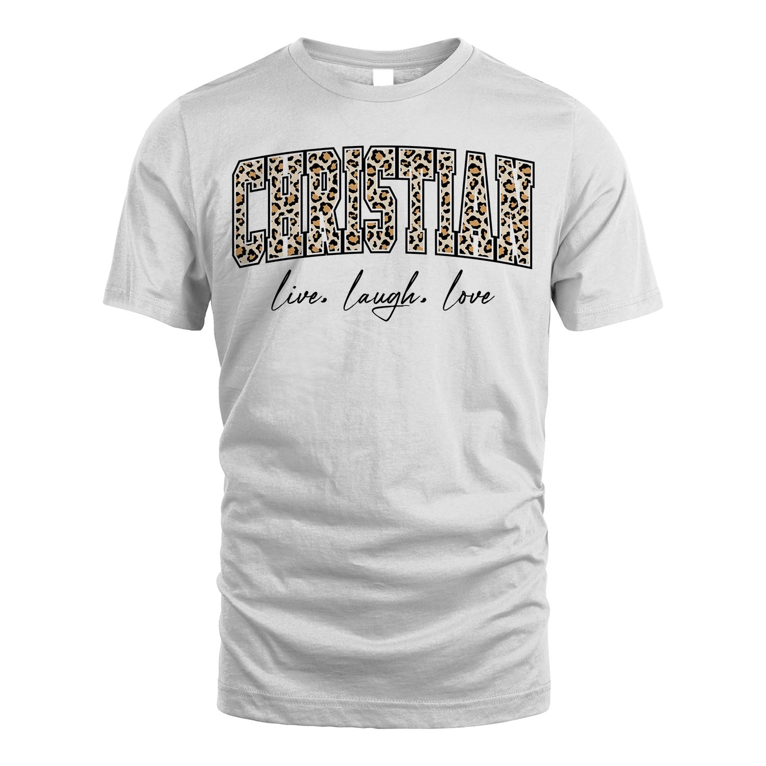 Live Laugh Love Custom Name With Leopard Pattern Shirt CHRISTIAN M1-13