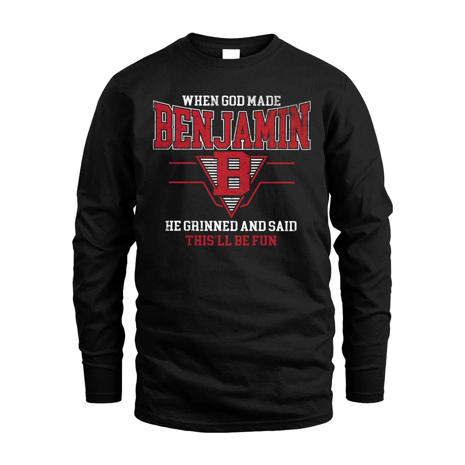When God Made Your Name He Grinned And Said This'll Be Fun Baseball Shirt BENJAMIN M1-29