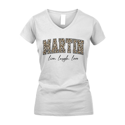 Live Laugh Love Custom Name With Leopard Pattern Shirt MARTIN M1-13