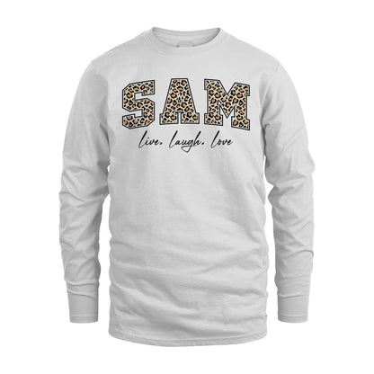 Live Laugh Love Custom Name With Leopard Pattern Shirt SAM M1-13