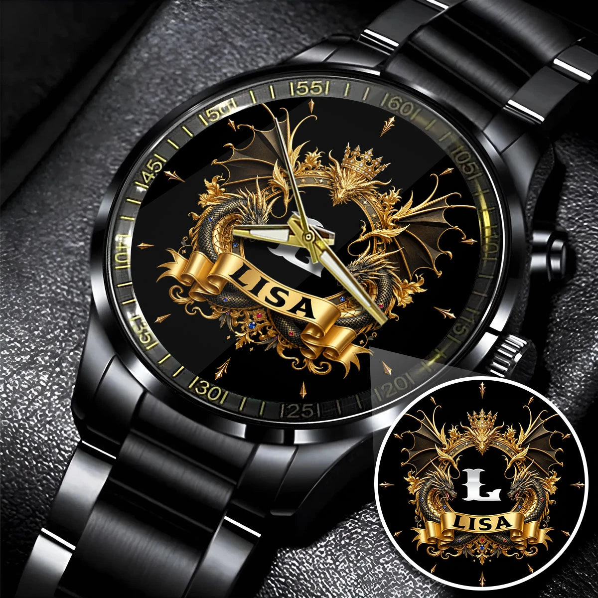 Personalized Name Golden Dragon Watch LISA M1-W6