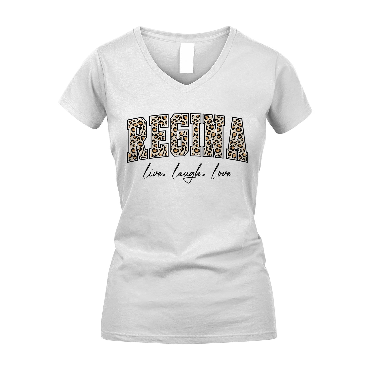 Live Laugh Love Custom Name With Leopard Pattern Shirt REGINA M1-13