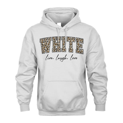 Live Laugh Love Custom Name With Leopard Pattern Shirt WHITE M1-13