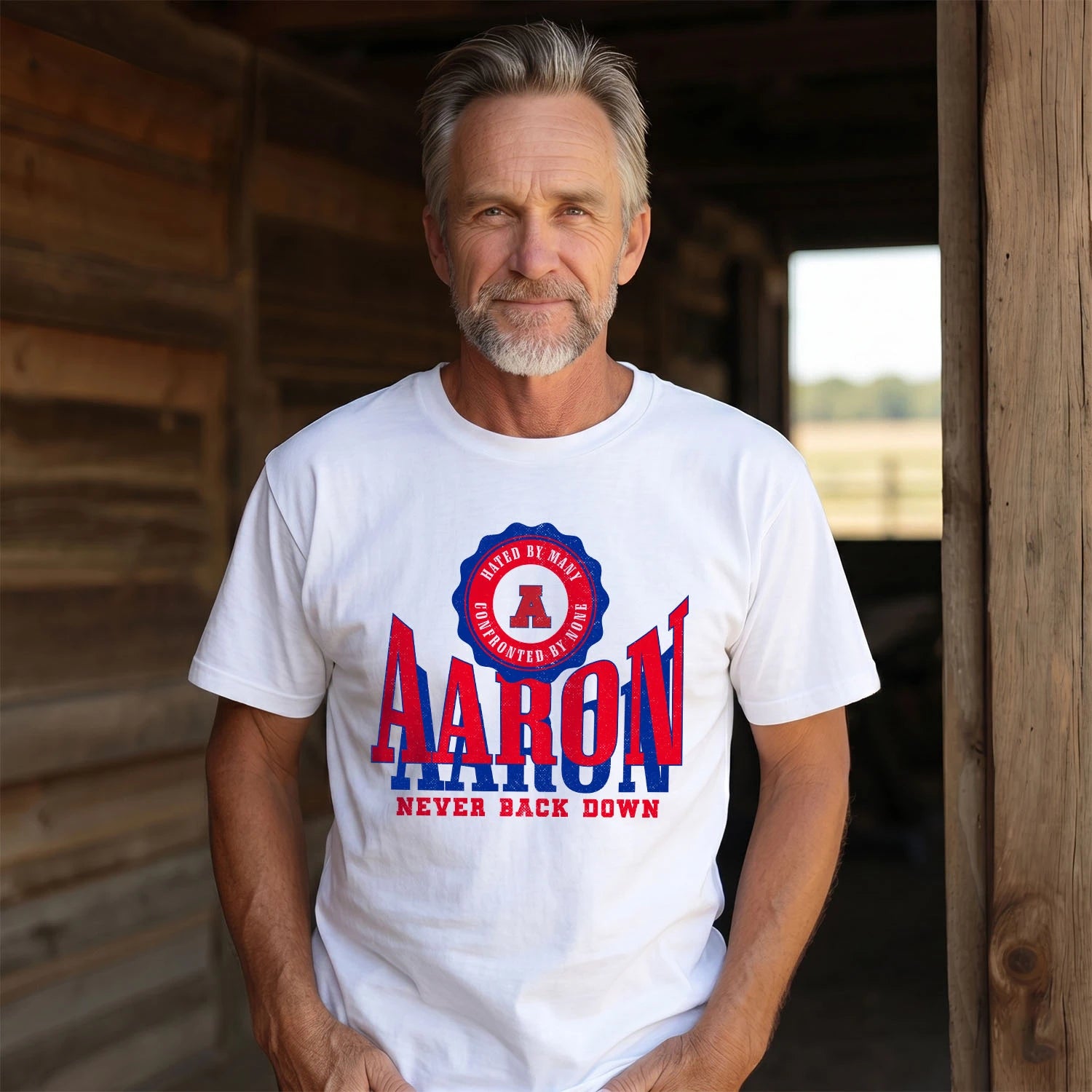 Your Name Never Back Down Shirt AARON M1-33