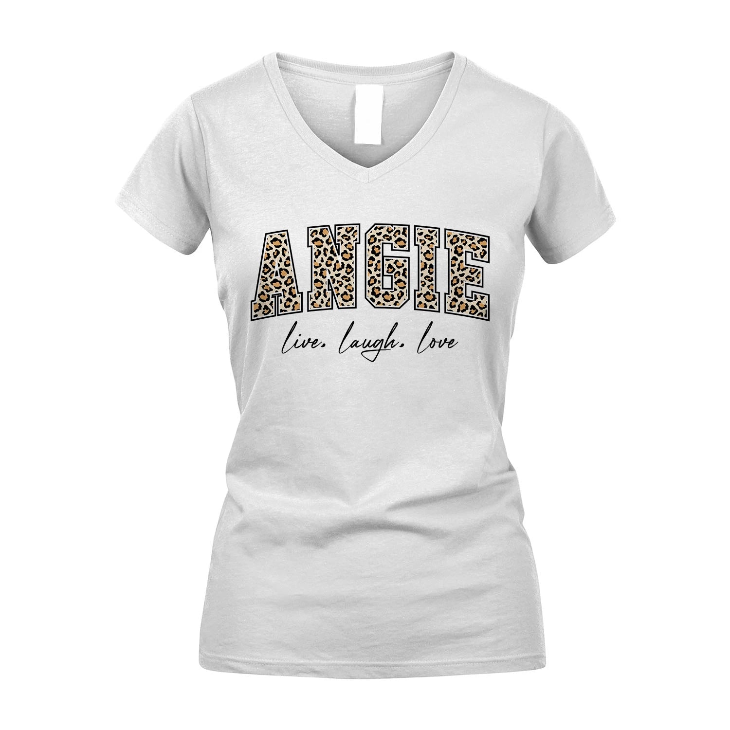 Live Laugh Love Custom Name With Leopard Pattern Shirt ANGIE M1-13