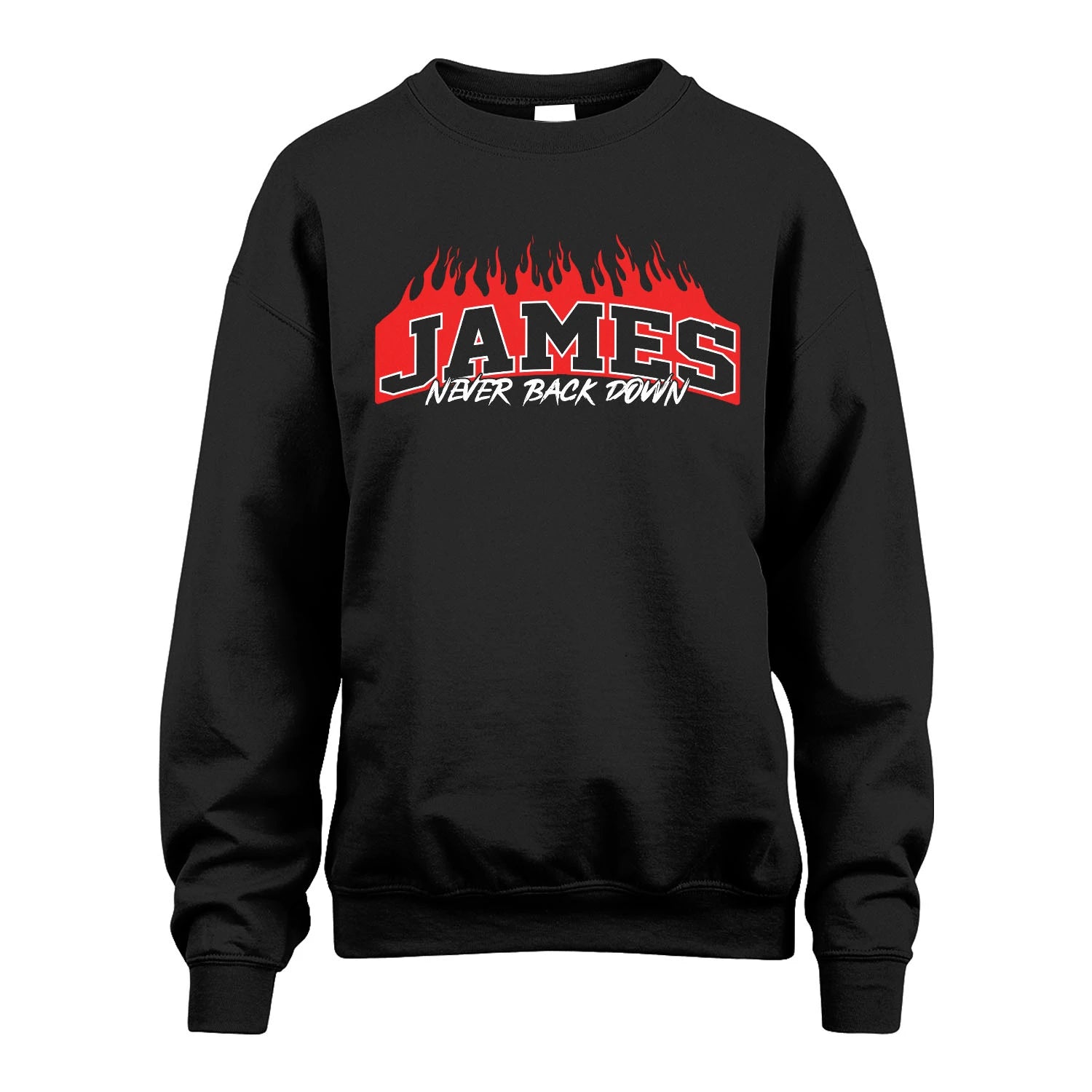 Never Back Down Your Name With Fire Shirt JAMES M1-37