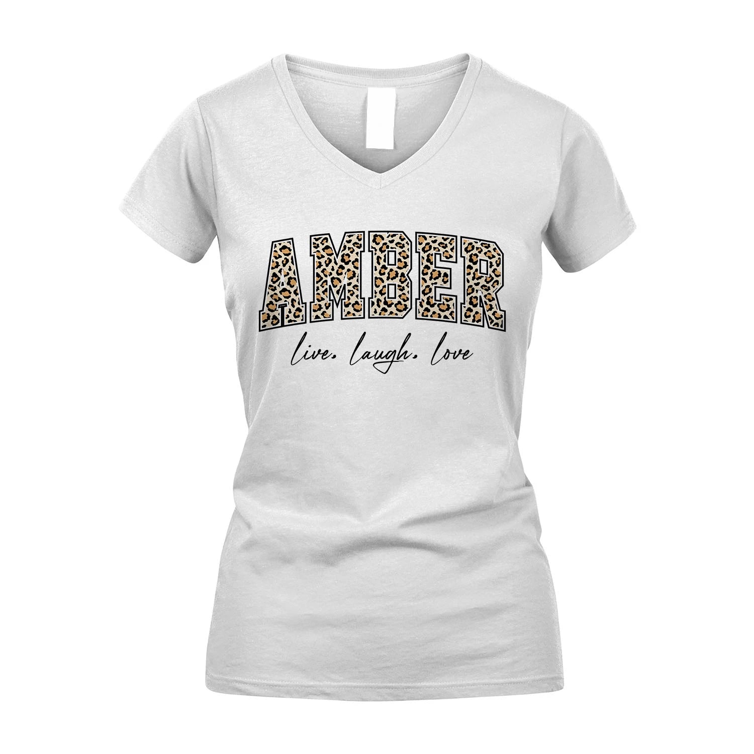 Live Laugh Love Custom Name With Leopard Pattern Shirt AMBER M1-13