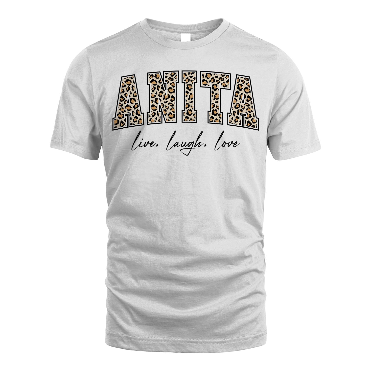 Live Laugh Love Custom Name With Leopard Pattern Shirt ANITA M1-13