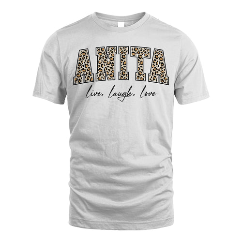 Live Laugh Love Custom Name With Leopard Pattern Shirt ANITA M1-13