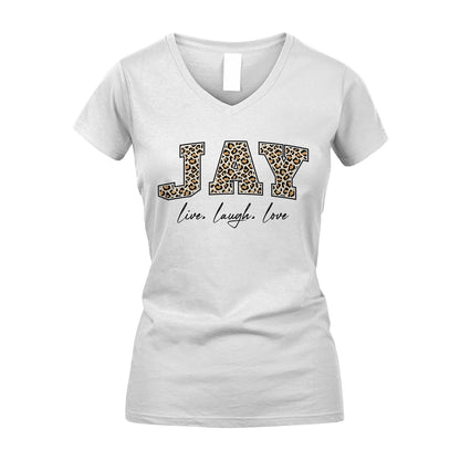 Live Laugh Love Custom Name With Leopard Pattern Shirt JAY M1-13