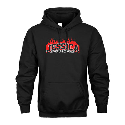 Never Back Down Your Name With Fire Shirt JESSICA M1-37