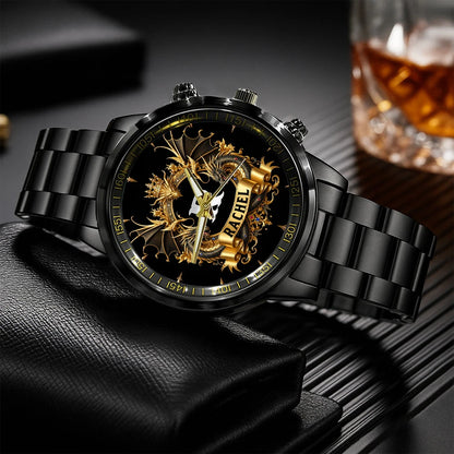 Personalized Name Golden Dragon Watch RACHEL M1-W6