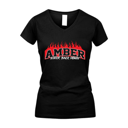 Never Back Down Your Name With Fire Shirt AMBER M1-37