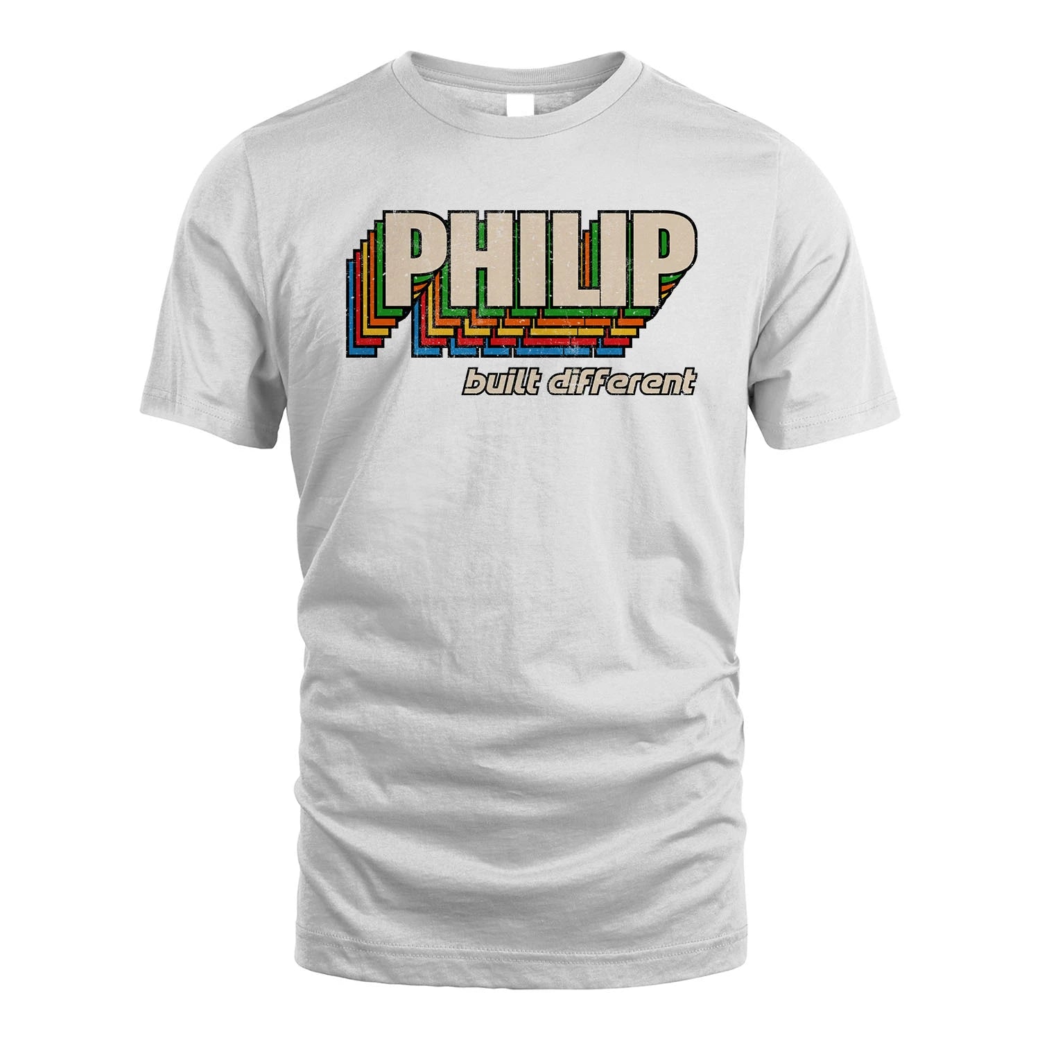 Your Name Built Different Retro Shirt PHILIP M1-26