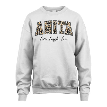 Live Laugh Love Custom Name With Leopard Pattern Shirt ANITA M1-13