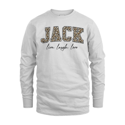 Live Laugh Love Custom Name With Leopard Pattern Shirt JACK M1-13