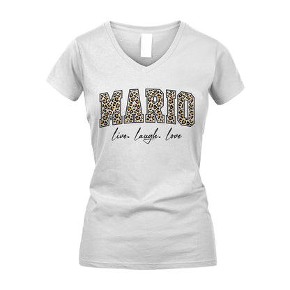 Live Laugh Love Custom Name With Leopard Pattern Shirt MARIO M1-13