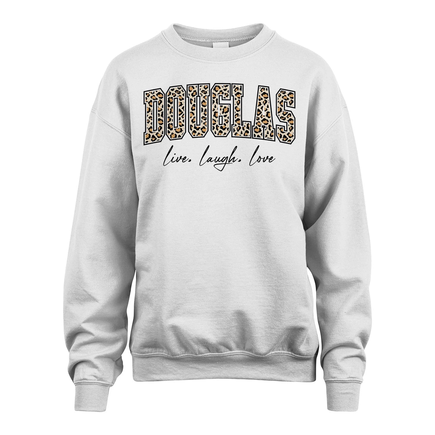 Live Laugh Love Custom Name With Leopard Pattern Shirt DOUGLAS M1-13