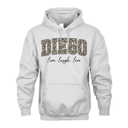 Live Laugh Love Custom Name With Leopard Pattern Shirt DIEGO M1-13