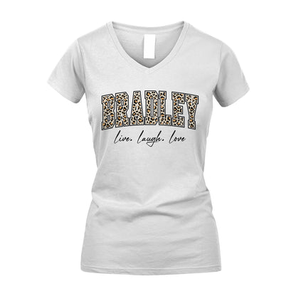 Live Laugh Love Custom Name With Leopard Pattern Shirt BRADLEY M1-13