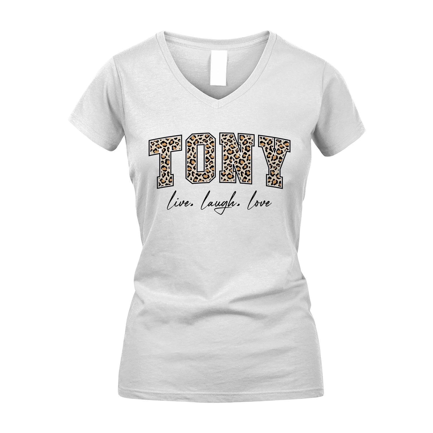 Live Laugh Love Custom Name With Leopard Pattern Shirt TONY M1-13