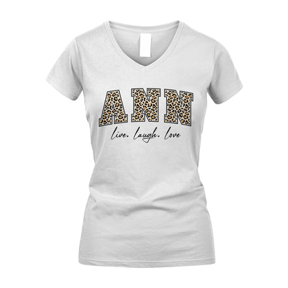 Live Laugh Love Custom Name With Leopard Pattern Shirt ANN M1-13
