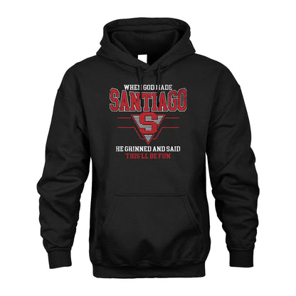 When God Made Your Name He Grinned And Said This'll Be Fun Baseball Shirt SANTIAGO M1-29